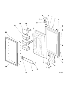 FF DOOR Diagram and Parts List for KBA18JBRAWW  General Electric Refrigerator