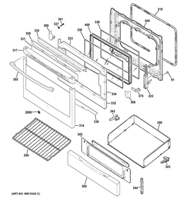 Door & Drawer Parts Diagram and Parts List for JGB770DEF1WW  General Electric Range