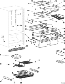 CABINET GROUP Diagram and Parts List for TCX18PADBBB  General Electric Refrigerator