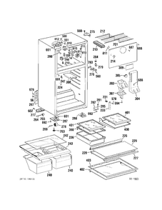 CABINET & SHELVING Diagram and Parts List for 38451HBRFRWW  General Electric Refrigerator