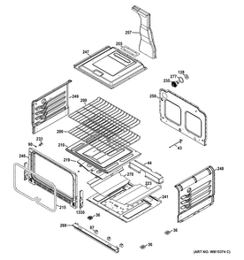 Lower Oven Diagram and Parts List for JGB850EEF1ES  General Electric Range