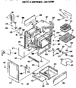 Oven Diagram and Parts List for JB571GM5BK  General Electric Range