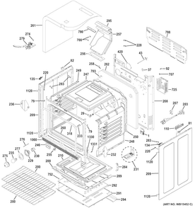 Body Parts Diagram and Parts List for JGB720SEJ1SS  General Electric Range