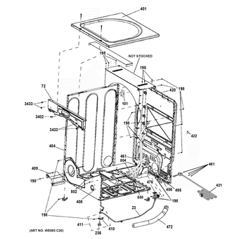 Cabinet & Top Panel Diagram and Parts List for GFD45GSPM0DG  General Electric Dryer