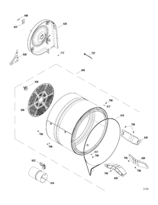 DRUM Diagram and Parts List for PTMX910GMWW0  General Electric Dryer