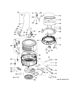 Tub Diagram and Parts List for QFW150SSN0WW  General Electric Washer