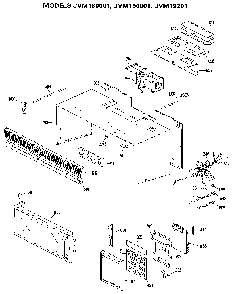 Cover/door And Control Panel Diagram and Parts List for JVM19201  General Electric Microwave