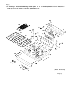 CONTROL PANEL & COOKTOP Diagram and Parts List for PCGB950SEF2SS  General Electric Range