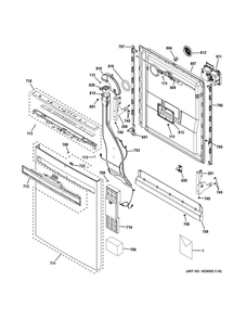Escutcheon And Door Assembly Diagram and Parts List for GDP665SYN8FS  General Electric Dishwasher
