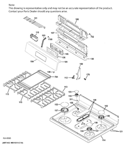 CONTROL PANEL & COOKTOP Diagram and Parts List for JCGBS66EEK1ES  General Electric Range
