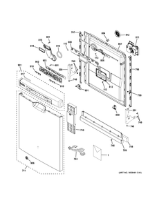 ESCUTCHEON & DOOR ASSEMBLY Diagram and Parts List for GDF570SGJ2CC  General Electric Dishwasher