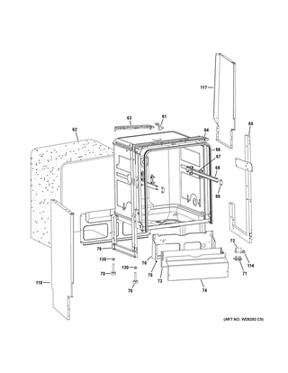 Body Parts Diagram and Parts List for ZBD1870N03SS  General Electric Dishwasher