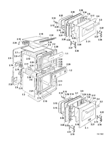 OVEN CHASSIS AND DOOR PARTS Diagram and Parts List for CBIGE24K1BB  General Electric Range