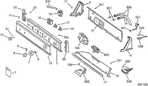 CONTROL PANEL Diagram and Parts List for 59331TAWW  General Electric Washer