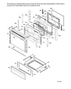 DOOR & DRAWER Diagram and Parts List for JCB635DF1BB  General Electric Range