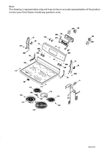 CONTROL PANEL & COOKTOP Diagram and Parts List for PCB905SJ1SS  General Electric Range