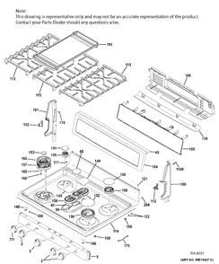 CONTROL PANEL & COOKTOP Diagram and Parts List for PCGB980ZEJ2SS  General Electric Range