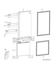 Doors Diagram and Parts List for PBV10R5VBSS  General Electric Refrigerator