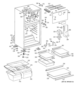 CABINET Diagram and Parts List for 38351HBRERWW  General Electric Refrigerator