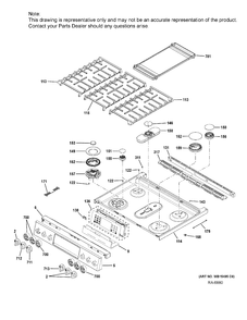 CONTROL PANEL & COOKTOP Diagram and Parts List for PCGS930BEL1TS  General Electric Range