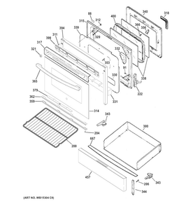 Door & Drawer Parts Diagram and Parts List for JGB635DEK1BB  General Electric Range