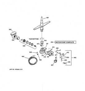 Motor-pump Mechanism Diagram and Parts List for HDA2000G20CC  Hotpoint Dishwasher