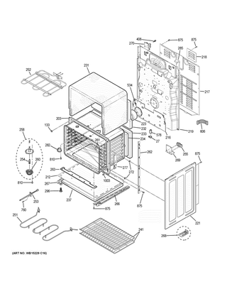 Lower Oven Diagram and Parts List for JB860DJ6BB  General Electric Range