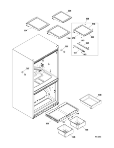 FF SHELVES Diagram and Parts List for GFRS2KBXASS  General Electric Refrigerator