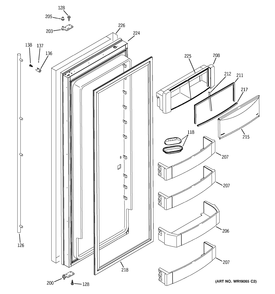 FRESH FOOD DOOR Diagram and Parts List for ZISS360NRKSS  General Electric Refrigerator