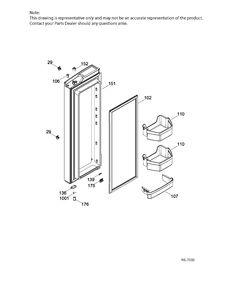 FF DOOR RIGHT Diagram and Parts List for GNE21DSKBKSS  General Electric Refrigerator
