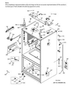 Part Location Diagram of WG03L07844 GE BRACKET DOOR FZ Right Hand