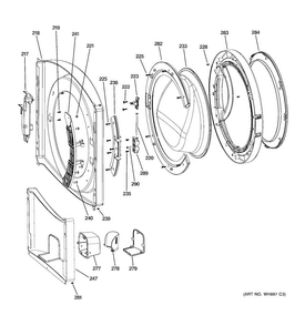 Door Diagram and Parts List for GFWN1100L3WW  General Electric Washer