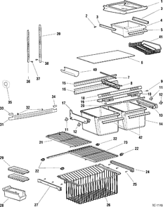 CABINET GROUP Diagram and Parts List for 31271-2  General Electric Refrigerator