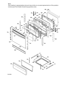 DOOR & DRAWER PARTS Diagram and Parts List for JCB630DJ2WW  General Electric Range