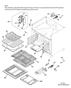 OVEN CAVITY PARTS Diagram and Parts List for ZGP366NR5SS  General Electric Range