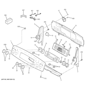 Control Panel Diagram and Parts List for JB870TF2WW  General Electric Range