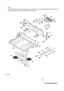 CONTROL PANEL & COOKTOP Diagram and Parts List for JCB630EJ1ES  General Electric Range