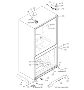 Case Parts Diagram and Parts List for PFS23KSHAFSS  General Electric Refrigerator