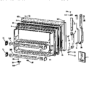 Freezer Door Diagram and Parts List for TBX18JATRAD  General Electric Refrigerator