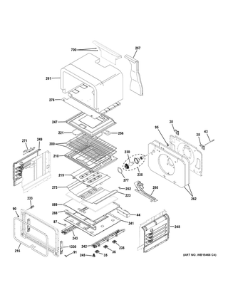 Lower Oven Diagram and Parts List for PGB960FEJ1DS  General Electric Range
