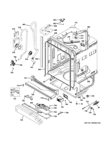 Body Parts Diagram and Parts List for DDT575SGF8WW  General Electric Dishwasher