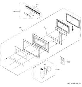 Control Panel & Door Parts Diagram and Parts List for PVM9005SJ2SS  General Electric Microwave