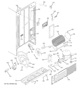 Sealed System & Mother Board Diagram and Parts List for HSS25GFTCCC  Hotpoint Refrigerator