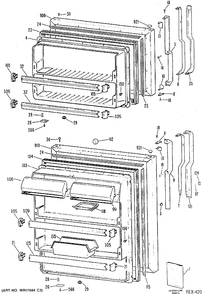 DOOR ASSEMBLY Diagram and Parts List for TBC18SPBRAD  General Electric Refrigerator