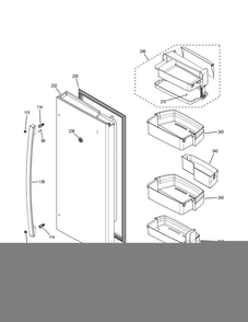 Fresh Food Door - Rh Diagram and Parts List for PWE23KMKEES  General Electric Refrigerator