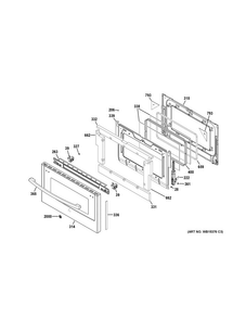 Lower Door Diagram and Parts List for PGB950SEF3SS  General Electric Range