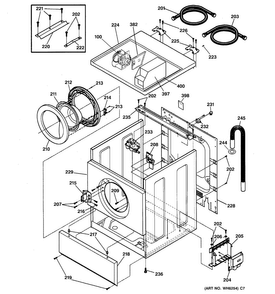 Cabinet, Door & Top Diagram and Parts List for WCCH404V1WW  General Electric Washer