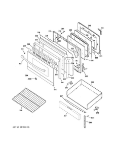 Door & Drawer Parts Diagram and Parts List for JB450RK1SS  General Electric Range