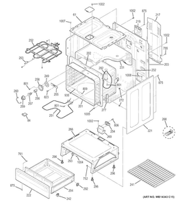 Body Parts Diagram and Parts List for JB250DF4WW  General Electric Range