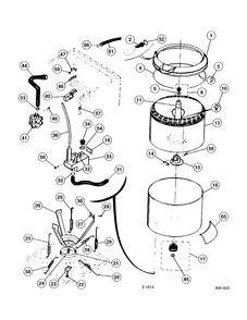 TUB & AGITATOR ASSEMBLY Diagram and Parts List for 51240-W0  General Electric Washer